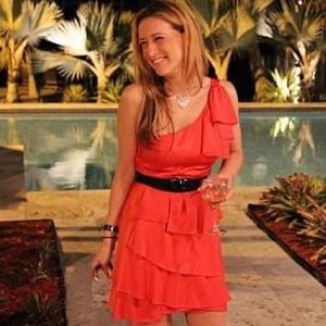 BCBG Maxazria red coral dress. Worn a few times only. No signs of wear.